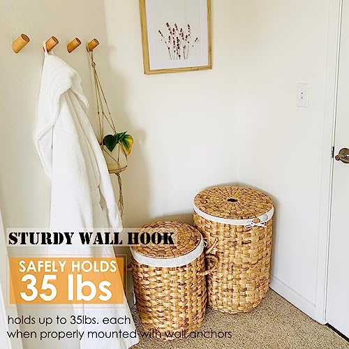 Felidio Wall Hooks, Natural Wood Coat Hooks Wall Mounted (2 Pack) - Rustic Wall Coat Rack Hat Hooks Robe Hook Entryway Wall Hangers Heavy Duty Hooks For Hanging Towels (Beech Wood) #TOP2