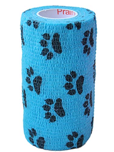 Image of Prairie Horse Supply 4 Inch Vet Wrap Tape Bulk (Assorted Paw Prints) (Pack of 6) Self Adhesive Adherent Adhering Flex Bandage Grip Roll Dog Cat
