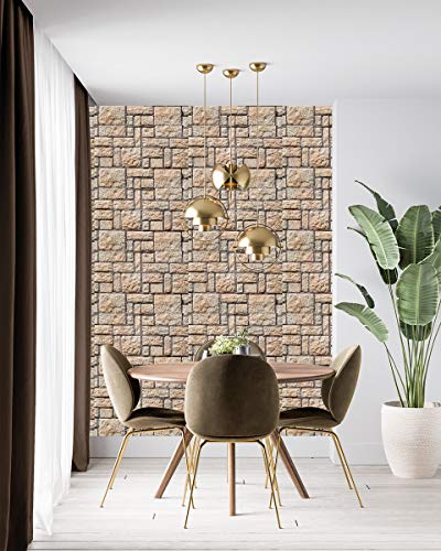 Image of DWELLSINDIA Brick Stone Self Adhesive Wallpaper, Waterproof, Scratch Resistant, Laminated (41cm x 244cm, Multicolour)