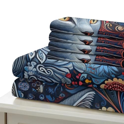 Parure de couette chat gris 3D super king en microfibre de qualité supérieure