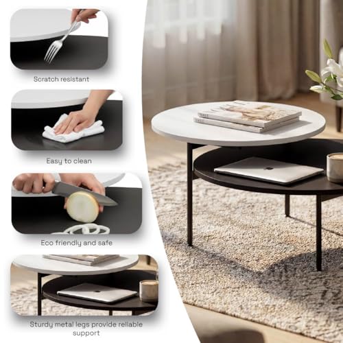 Image of Wakefit Center Table | 1 Yr Warranty | Coffee Table for Living Room Wooden, Tea Table for Living Room Wooden, Sofa Table, Free Installation from Brand, Modern Multi-Functional & Wobble-Free(Arkive)