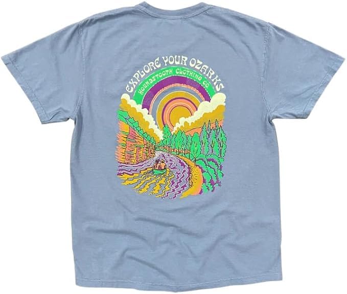 Houndstooth Clothing Company, Sunset Bend, Unisex Short Sleeve Tee, 100% Cotton, Men's and Women's SM-2XL