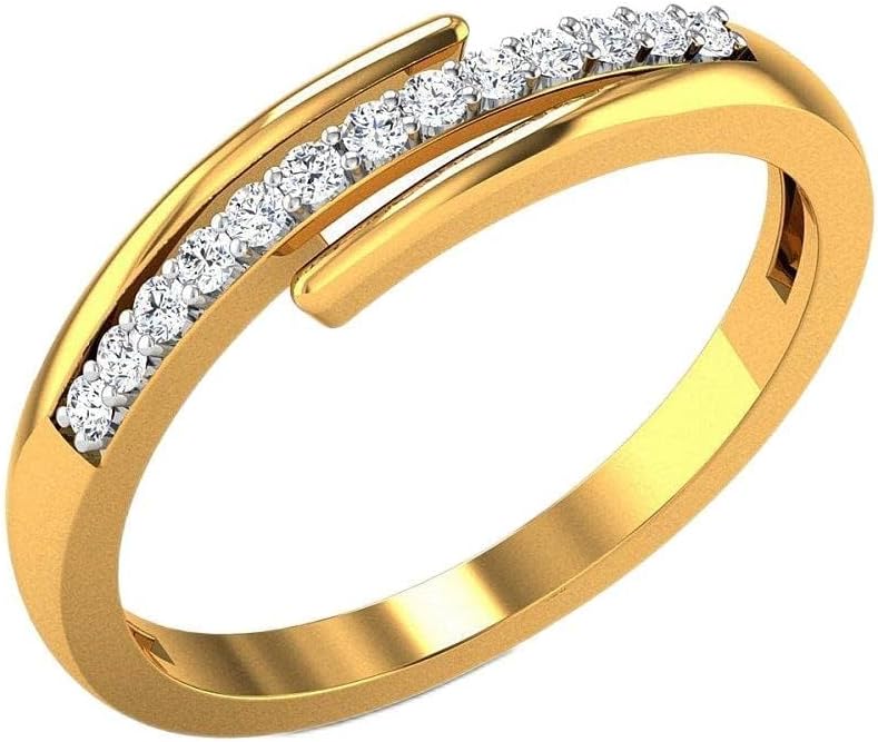 JEWELS FORUM 14K Yellow Gold Half Eternity Band Diamond Ring for Her Channel Prong H-I I1-I2