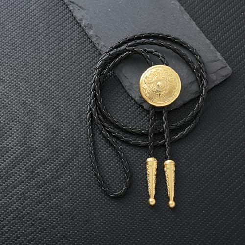 Image of GelConnie Floral Bolo Tie for Men Womens Bolo Tie Necklace Native American Black Men's Bolo Ties Western Cowboy Bolero Ties