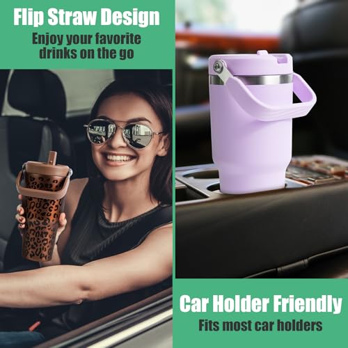 Image of 30 oz Tumbler with Handle, Vacuum Insulated Tumblers with Flip Straw and Top Handle, Reusable Insulated Cup for Home, Outdoors, Leakproof, Fits in Cup Holder, Cold for 30 Hours