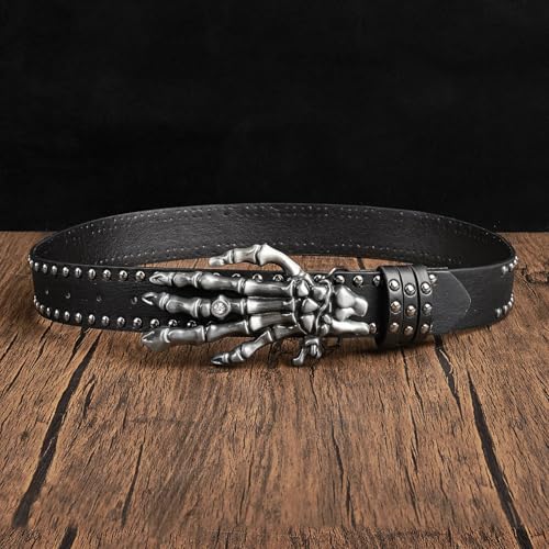Punk PU Leather Belt Gothic Skull Head Buckle Waist Strap, Skeleton Head Waistbands, Decor Waist Belts3