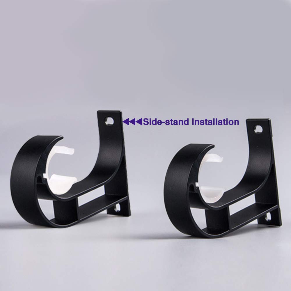 KOLAKO Supports de tringle à rideau en alliage d'aluminium pour tringle à rideau 26-28 mm noir
