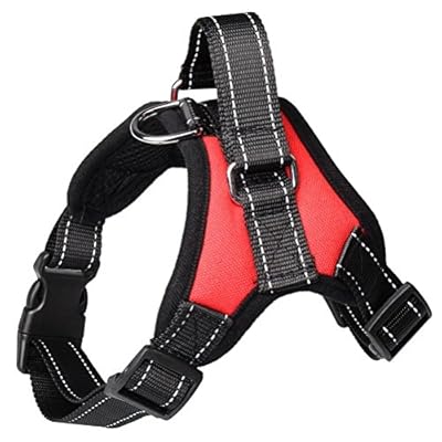 ZHIYE Adjustable No Pull Dog Harness Soft Padded Walking Training Assistance Chest Red
