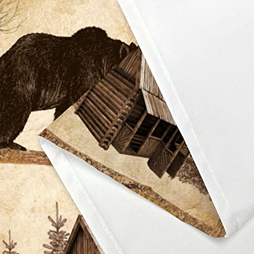 Rustic Cabin Shower Curtain Set, Farmhouse Country Antique Bear Moose Forest Vintage Wood Decor Bath Curtain，Hunting Camping Waterproof Fabric Bathroom Accessories Set, 69X70 Inch With Hooks #TOP7