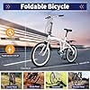 BAOCHADA Folding Bike 20 Inch Foldable Bike for Adult, 6 Speed Lightweight Folding Commuter Bicycle with Fender, 20" Alloy Folding City Bicycle Height Adjustable Suit for 140-190CM, White #1