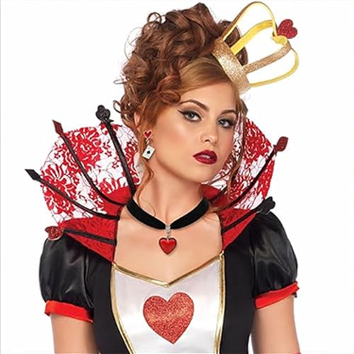 Queen of Hearts Earrings for Women Asymmetric Clock Poker Rabbit Dangle Earrings Red Heart Poker Drop Earring Queen of Hearts Costume Accessories Trendy Jewelry for Women4