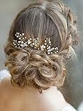 Yean Gold Bridal Hair Pins Set, Wedding Flower Hair Pin for Women and Girls (Set of 2)