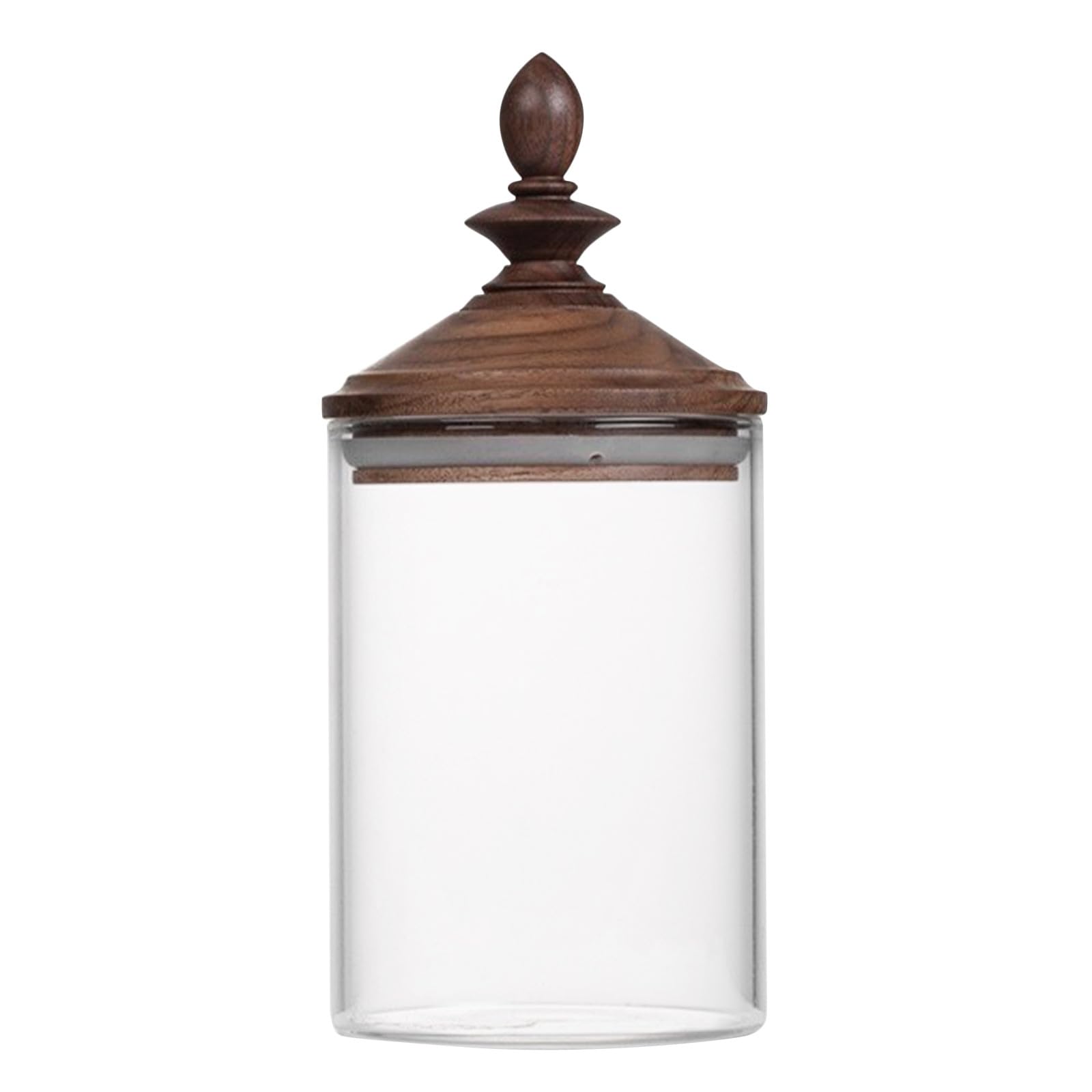 Kichvoe Glasbehälter: 550 ml durchsichtiges Vorratsglas mit Holzdeckel – Dekoratives Vintage-Glas für Kaffeebohnen, Nüsse, Teebeutel, Süßigkeiten, Blumen – Luftdichter Küchenorganizer