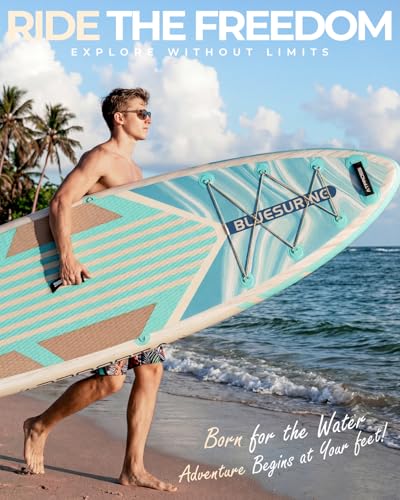 Image of 10'6''x33''Inflatable Stand Up Paddle Board, 400lbs Extra Wide Stand Up Paddleboard with Kayak Seat, Anti-Slip EVA Deck Premium SUP Accessories Kit, Non-Slip Stable Deck Boat