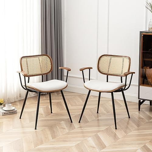 YOUUGIOR Rattan Dining Room Chairs Set of 2,Mid Century