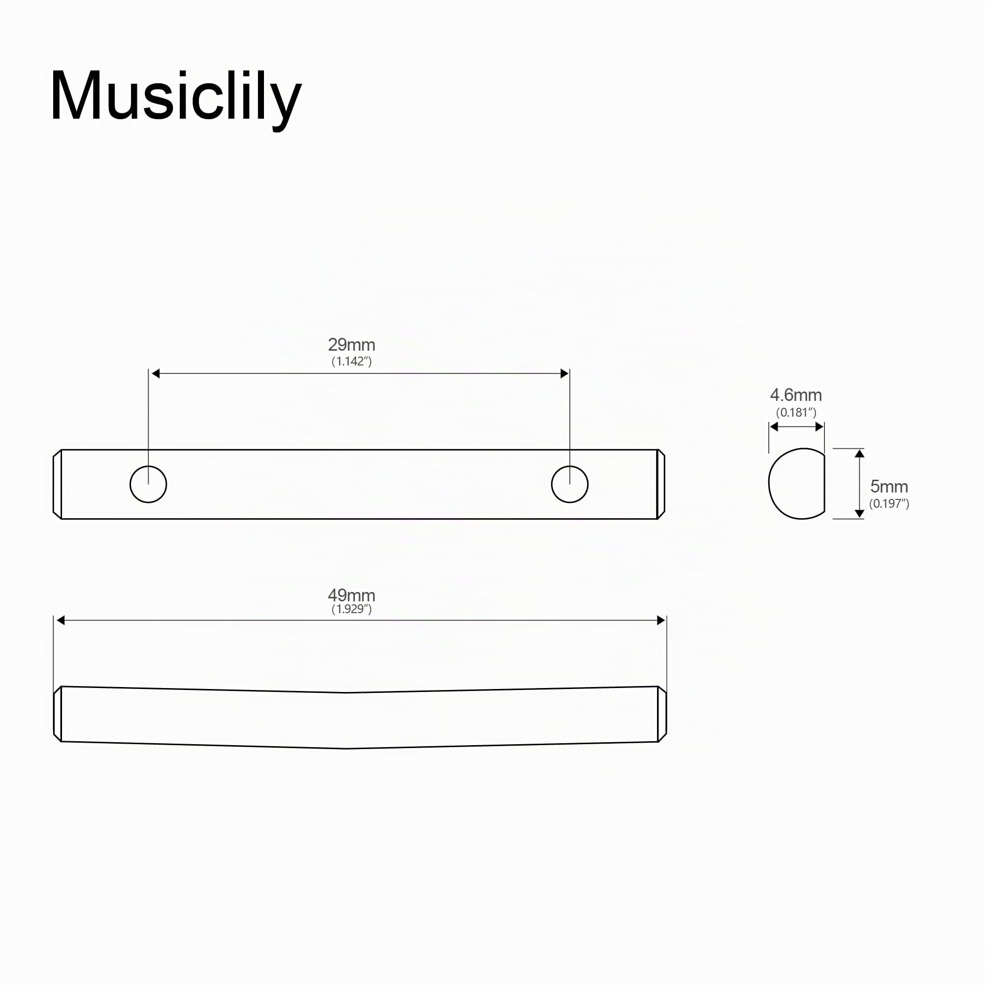 Musiclily Guitare Guide Cordes Forme Barre en Laiton pour Guitare électrique Floyd Rose Tremolo System, Chrome (2 pièces)