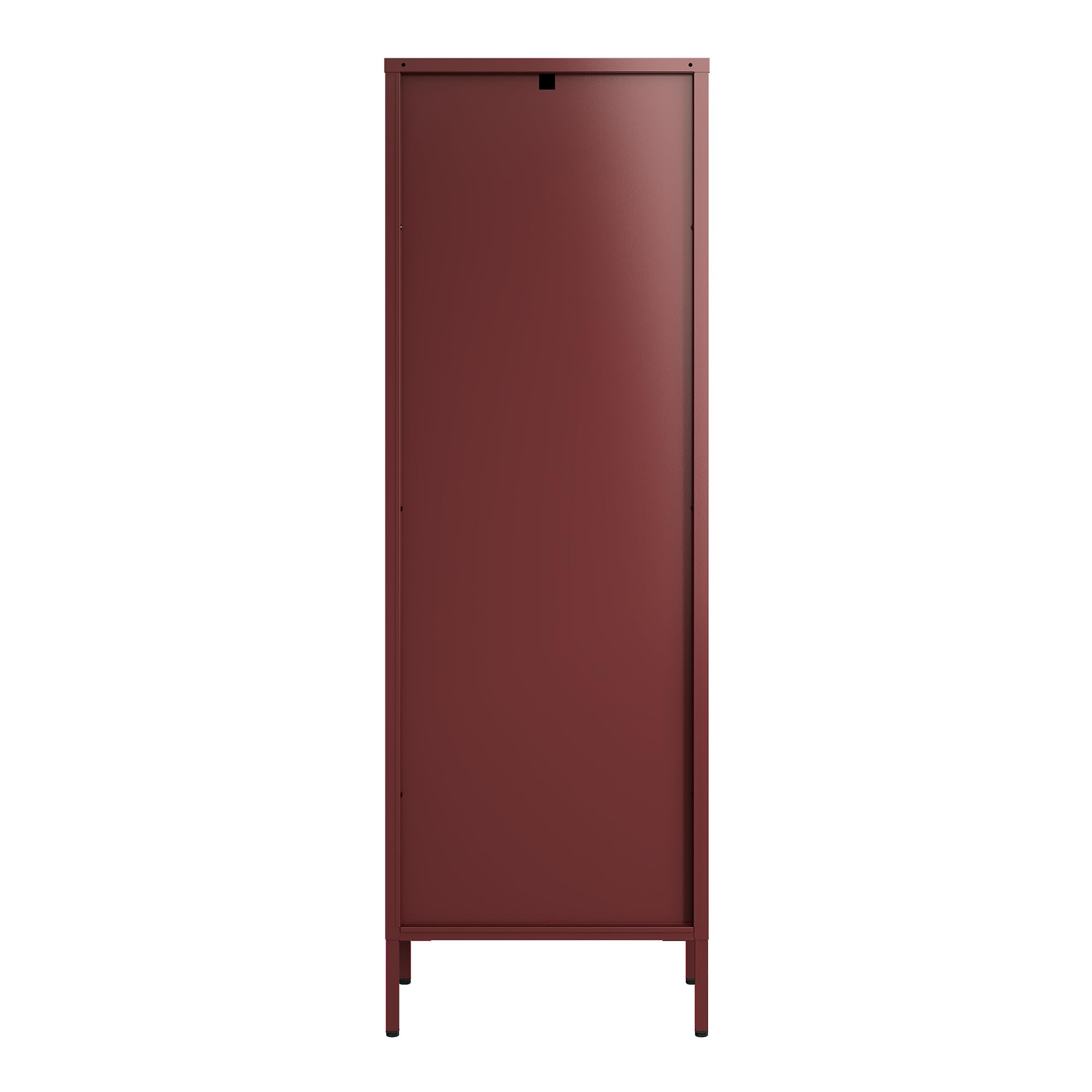 [en.casa] Vitrina Säkylä Aparador para Salón Mueble Auxiliar para Comedor Cocina Dormitorio con Puerta de Cristal y 4 Compartimentos Acero 150 x 50 x 35 cm - Rojo Bordeos y Translúcido