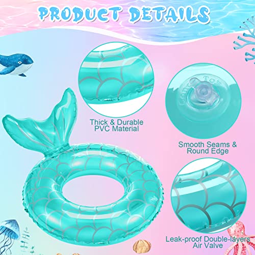 4 Pcs Summer Inflatable Swim Float Mermaid Tail Pool Toddler Floaties Swimming Mermaid Inner Tube Floaty Children Swim Rings For Kids Infants Outdoor Pool Beach Water Party Supplies, Green, Pink #TOP1
