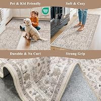 3-Piece Kitchen Rug Set of 3 with Runner – Non-Slip Washable Boho Kitchen Mats for Sink, Floor, Entryway & Hallway & Bathroom – Soft Small Throw Area Rugs, Home Decor (Beige,2x3+2x4+2x5) — image 5
