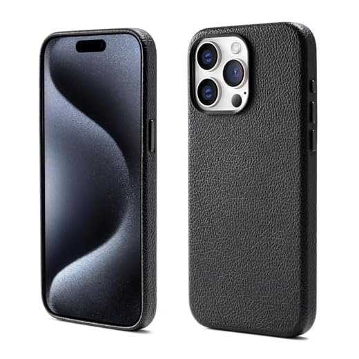 Capa de couro para iPhone, Compatível com MagSafe e carregamento sem fio, À prova d'água de choque e de sujeira, Botões de metal e moldura da câmera, Capa para iPhone (preto, iPhone 15 Pro Max)