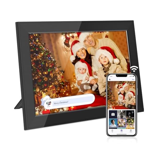WiFi Digital Picture Frame,10.1inch 1280×800 HD IPS Touch Screen Auto-Rotate, Easy to Use, Share Photos and Videos via Free App,for Christmas