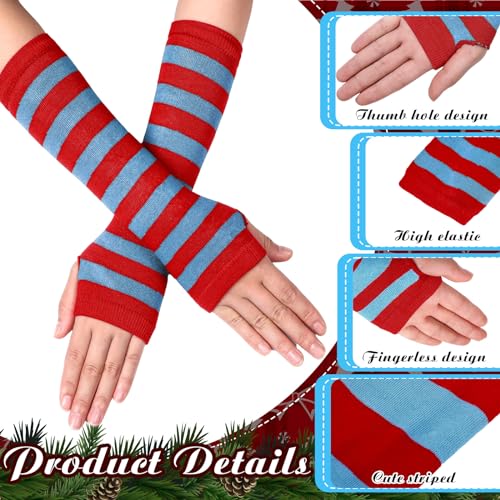 Image of Geyoga Arm Warmers Leg Warmers Striped Thigh High Socks Fingerless Gloves Stockings Christmas Halloween