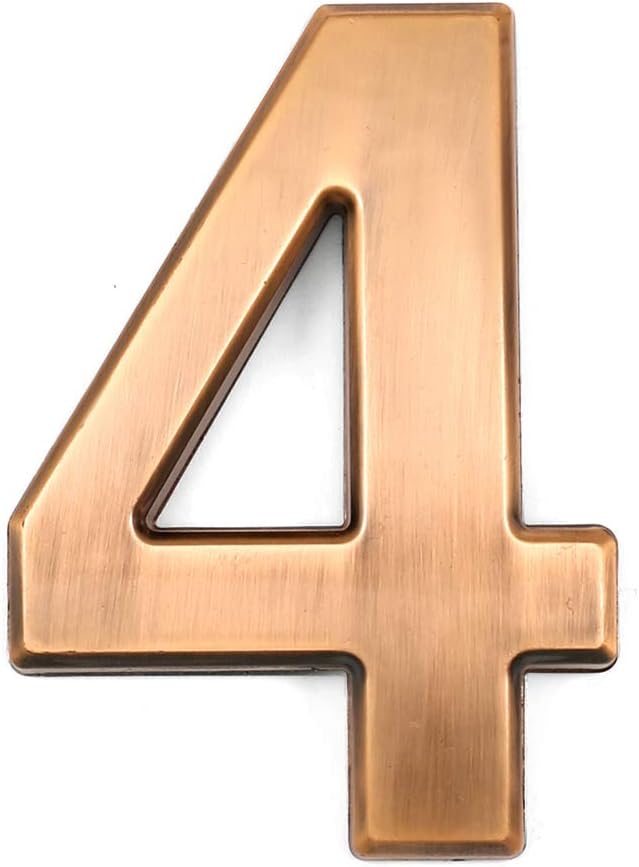 BartonBarton House Number (4) 4" Inch Bronze ABS Plastic Outdoor Apartment Mailbox Door Street Address Self-Stick Hotel Floor Floating