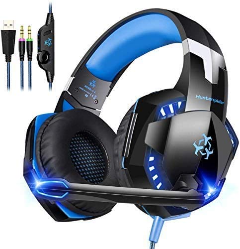 Cocoda Cascos Gaming, Auriculares Gaming Compatible con PC / computadora, Auriculares estéreo con micrófono, Luz LED, Aislamiento de ruido (No Compatible con PS4 / Xbox One)