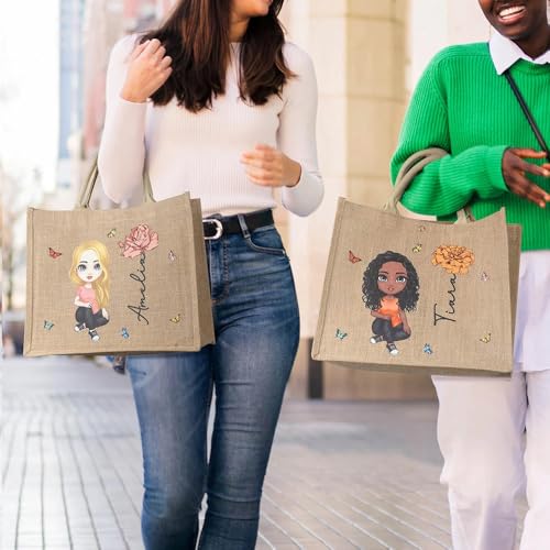 Bolsa tote personalizada de yute para mujer miniatura 3