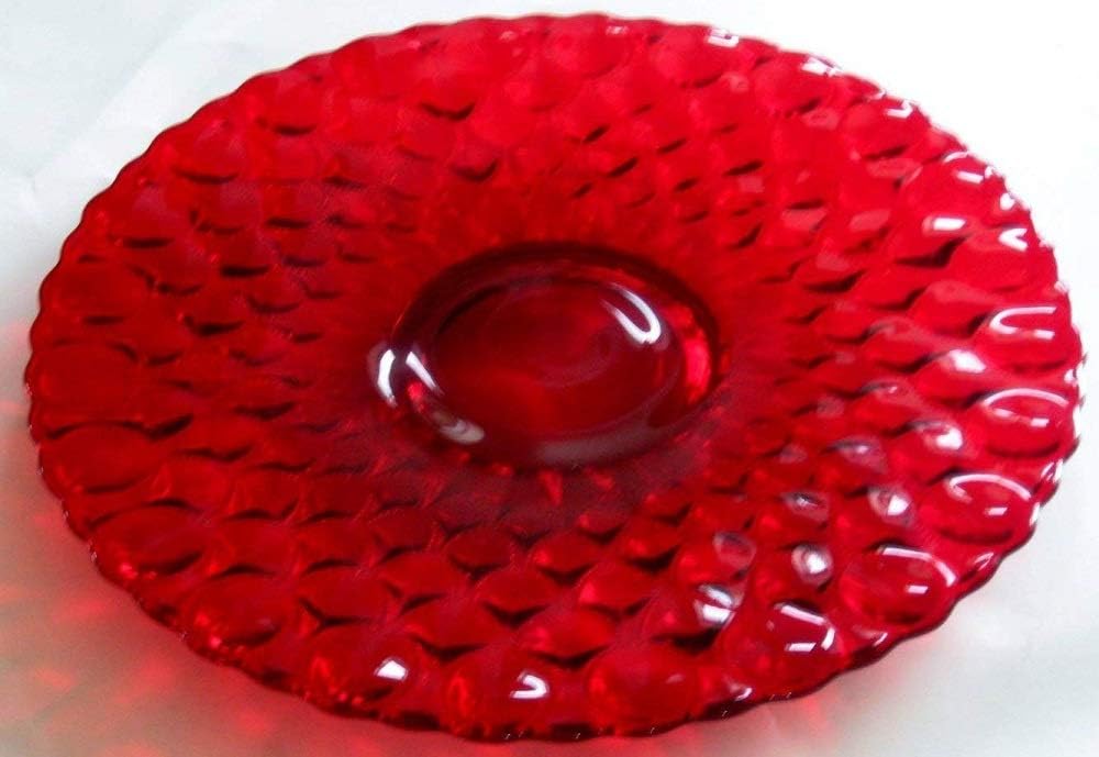 13" Ruby Red Glass Large Serving Platter Elizabeth Pattern