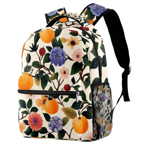 Sac à dos de voyage Campus à fleurs et fruits taille unique avec porte-bouteille intégré