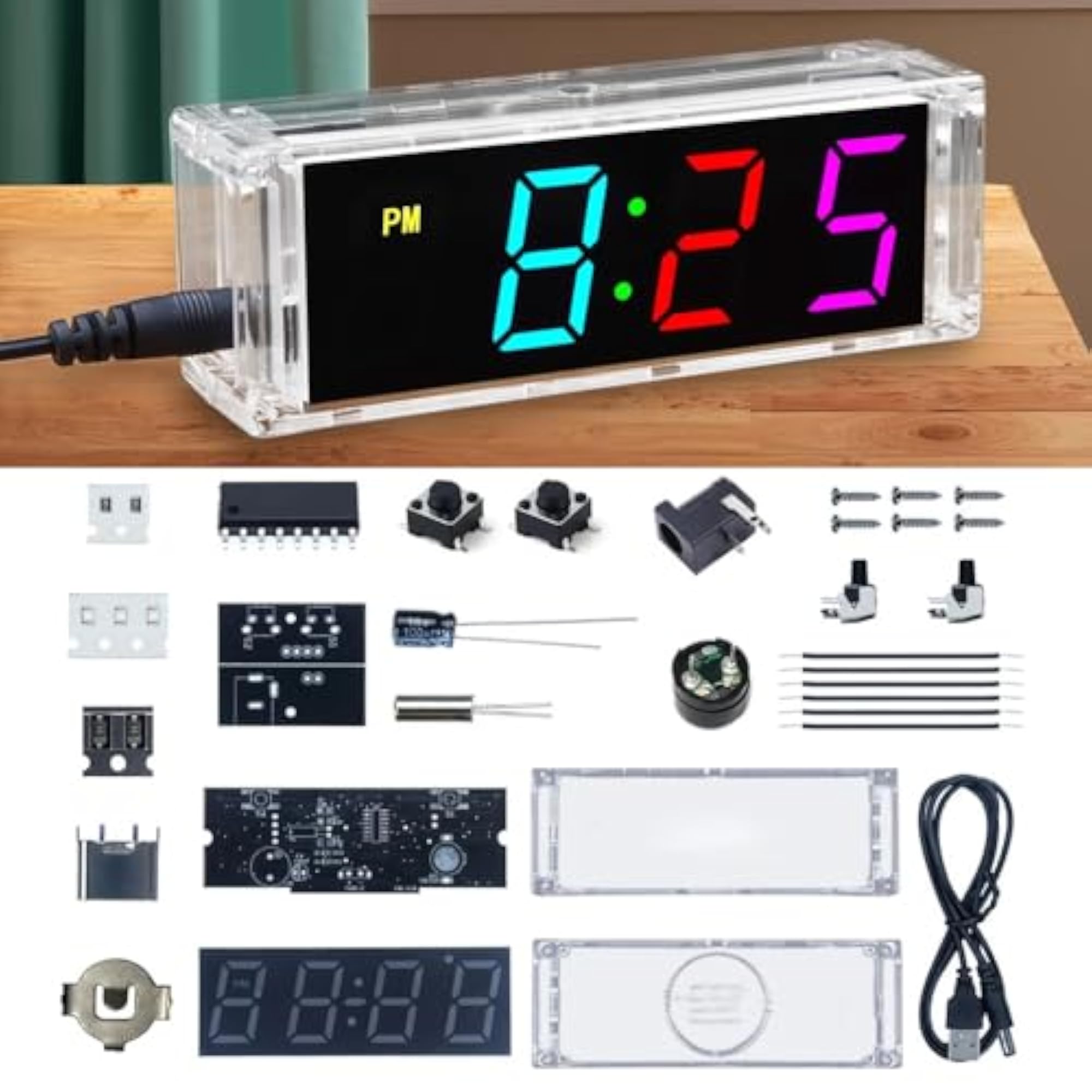 DIY Clock Electronic Kit RGB LED SMD Soldering