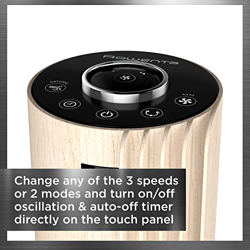 Rowenta Urban Cool Silent Tower Fan With 3 Speeds, Oscillation, Remote Control, Timer, 3 Speeds, Black + Wood Effect #TOP2