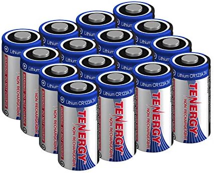 Tenergy 3V CR123A Lithium Battery, High Performance 1500mAh CR123A Cell Batteries PTC Protected for Cameras, Flashlight Replacement CR123A Batteries, 16-Pack (Non-Rechargeable)