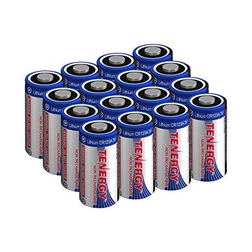 Tenergy 3V CR123A Lithium Battery, High Performance 1500mAh CR123A Cell Batteries PTC Protected for Cameras, Flashlight Replacement CR123A Batteries, 16-Pack (Non-Rechargeable)