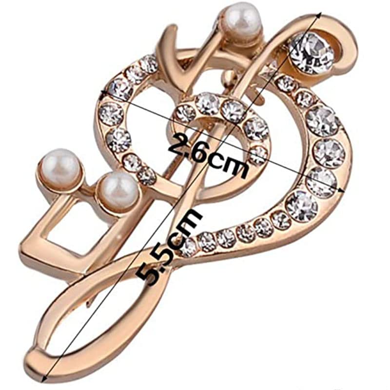 Image of Opexicos 2Pcs Elegant Women's Musical Notes Rhinestone Pearl Brooch Cute Brooch Charm Pins