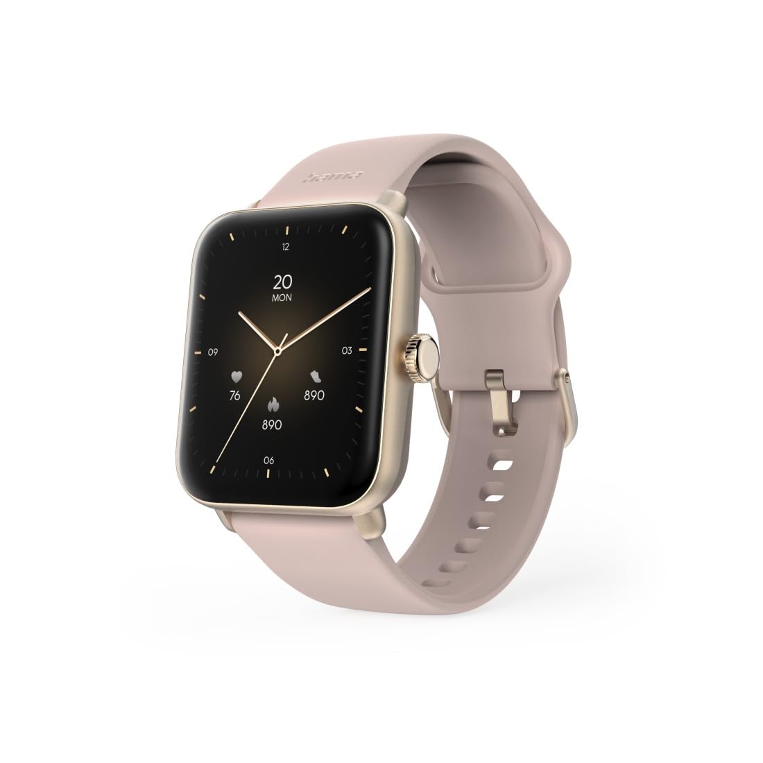 Hama Smartwatch 6010 (1,65" ekran TFT, GPS, wodoodporność IP68/3 ATM, rozmowy tel, asystenci Siri/Google, tętno, SpO2, VO2max, analiza snu, 100 trybów sportowych, powiadomienia) różowe złoto