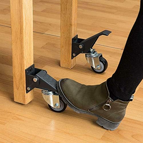 GBL Heavy Duty Retractable Workbench Castor Wheels + Screws - Pack of 4 Castor Wheels up to 225KG - No Floor Marks Castors for Portable Furniture or Work Bench