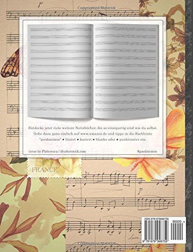 Notenheft: DIN A4 • 48 Seiten, 24 Blatt, 12 Systeme, „Kunstwerk“ • Original #GoodMemos Schulheft • Mit Inhaltsverzeichnis und Seitenzahlen, Noten-Lineatur 14