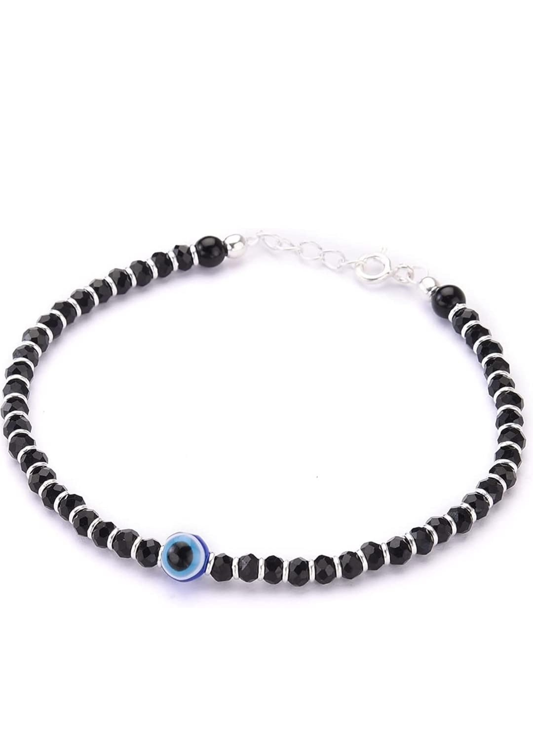 Jewelquick 925 Sterling Silver Evil Eye Nazariya With Black Crystals Bracelet for Girls & Women (6.5 Inches length + Adjustable) - 5 Gram (B0C74L9JWM) Amazon Price History, Amazon Price Tracker
