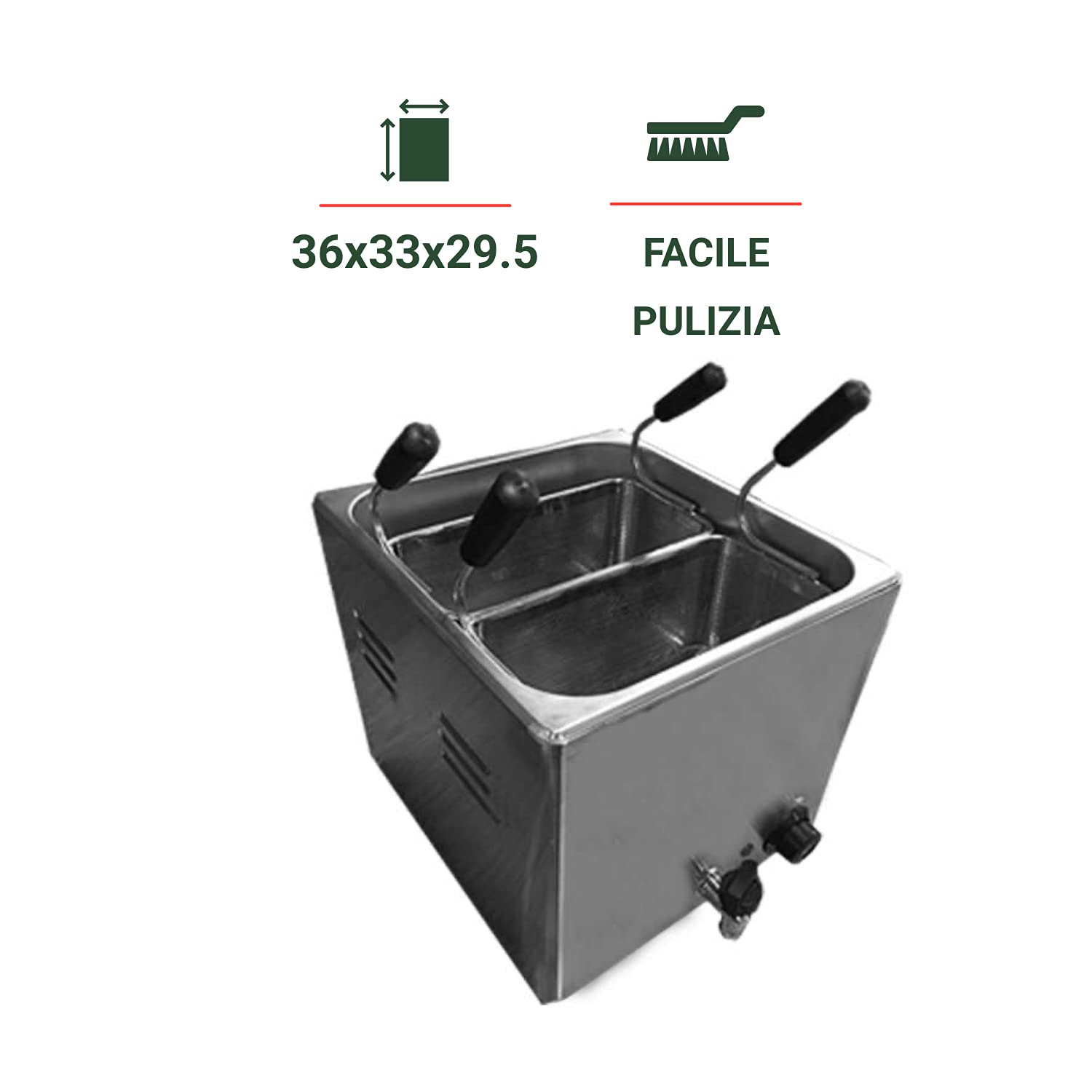 Ristoattrezzature Cuocipasta Elettrico - Da Banco - 2 cestelli