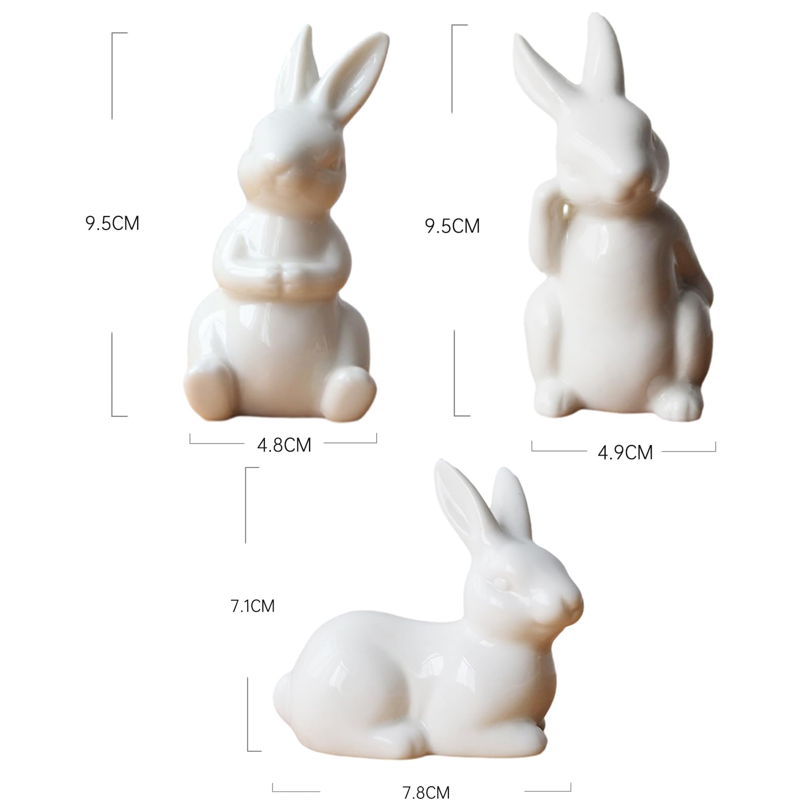 soulnioi White Bunny Figurine Easter Bunny Rabbits Easter Decor,Easter Tabletop Decoration,Ceramic Rabbit Figurines Statues For Wedding,Home,Office,Party Decor - Image 2
