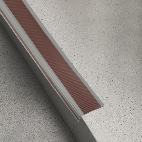 QUARKZMAN 5Ft Treppen-Nase, 2,5mm PVC Selbstklebender Treppenkanten-Schutz L-Form Treppenabschluss Treppenstufen Kantenverkleidung für den Außen- und Innenbereich, Kaffee/Grau