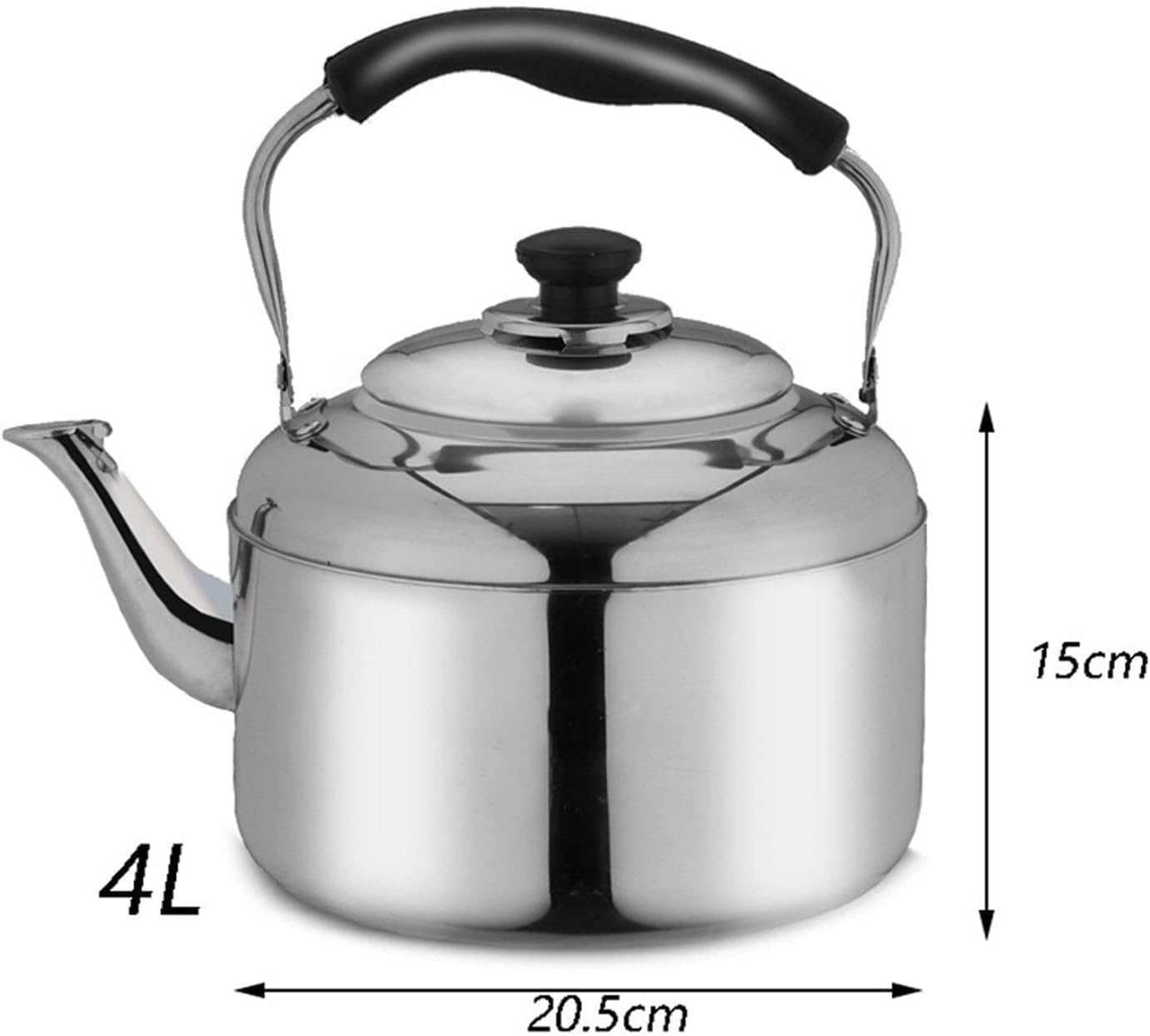 Whistling Tea Kettles Stovetop Silver Whistle Teapot 304 Stainless Steel Tea Kettle with Ergonomic Heat-Resistant Handle Hello (B 4L)