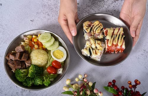 Boundless Voyage Ultralight Titanium Bowl Pan Plate Dish With Carry Bag Outdoor Camping Portable Tableware Cookware (2 Pcs Set (Shallow Bowl+Plate)) #TOP7