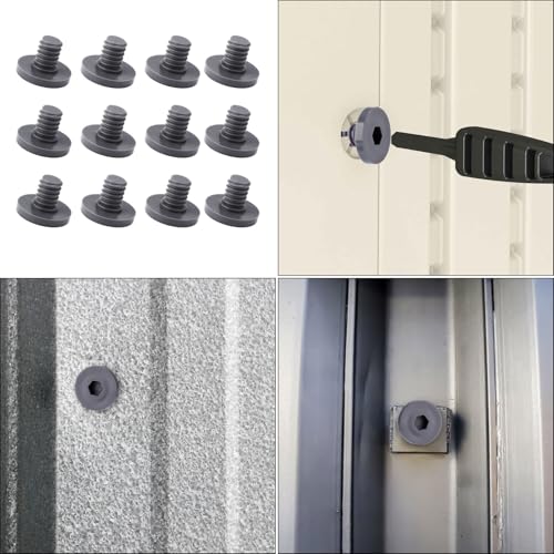 Image of 12pcs Replacement Bolt Accessory, Storage Plastic Sheds Replacement Screws Easy Bolt Clear Shed Shelf Kit Compatible with Suncast Storage Ez Sheds (Grey)