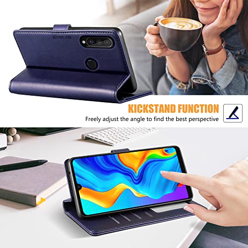 Coque Huawei P30 Lite bleue en cuir avec verre trempé inclus - 4