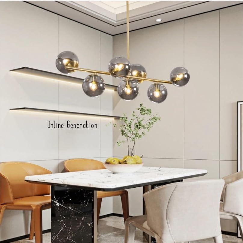 Image of Wall Lamp Chandelier Pendant Light, Home Decor for Bedroom, Living Room, Hallway, Cafe, Hotel, Restaurant (7 Light Black Hanging LAMP with LED Bulb Pack of 1)