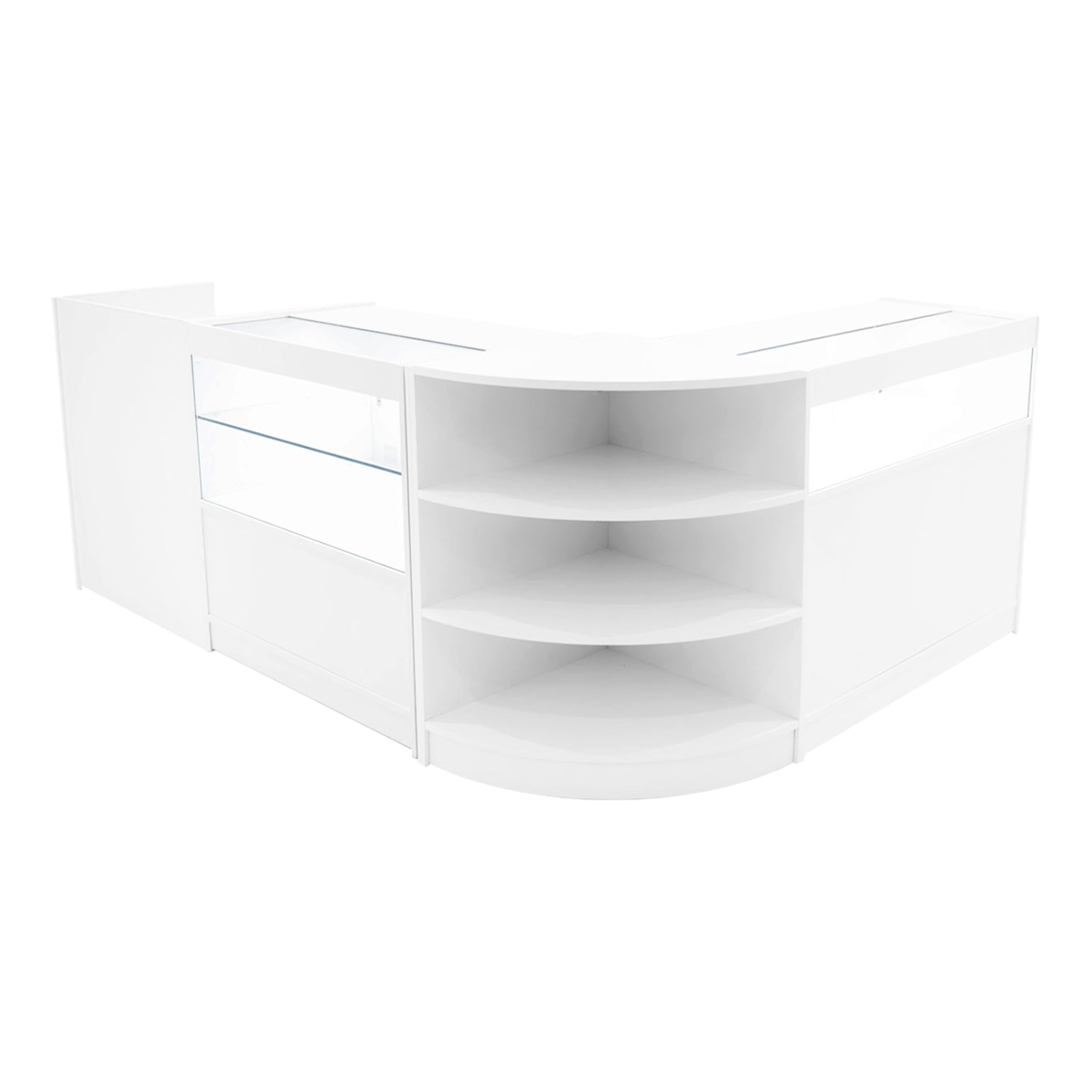 Set Banconi Bianco Europa LED Light B900 C900 LM60 TB60 con Illuminazione Bianca, Serrature, Vetrina in Vetro, Blocco Cassa, Mensole Interne per Negozi Boutique Gioiellerie