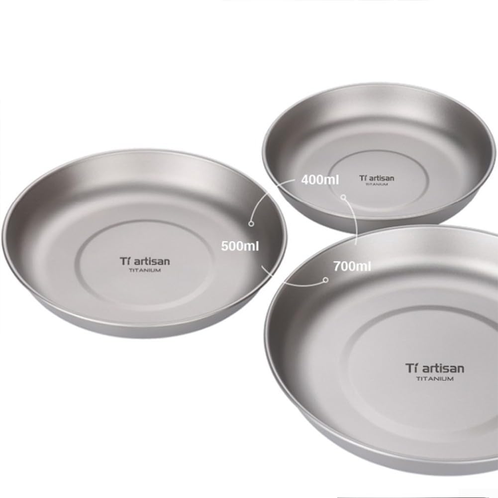 EasyByMall Piatto ultraleggero in titanio, piatto da campeggio all'aperto, piatto portatile con sacco portaoggetti, per viaggi, picnic, escursioni (700 ml), IX5Z6QX6T52Y051C97Y57JQABA